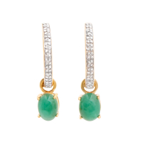 2.10 Total CTW Pair of (2) Natural Diamond & Emerald Sterling Silver Earrings I, I3 (GLS) at PristineAuction.com