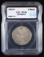 1972-F Germany 5 Mark, KM#112.1 - .625 Fine Silver (ICG - EF40) at PristineAuction.com