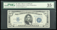 1934 U.S. $5 Silver Certificate, Blue Seal - Fr. 1650 (BA Block) Signed: Julian / Morgenthau (PMG Choice Very Fine 35 EPQ) at PristineAuction.com