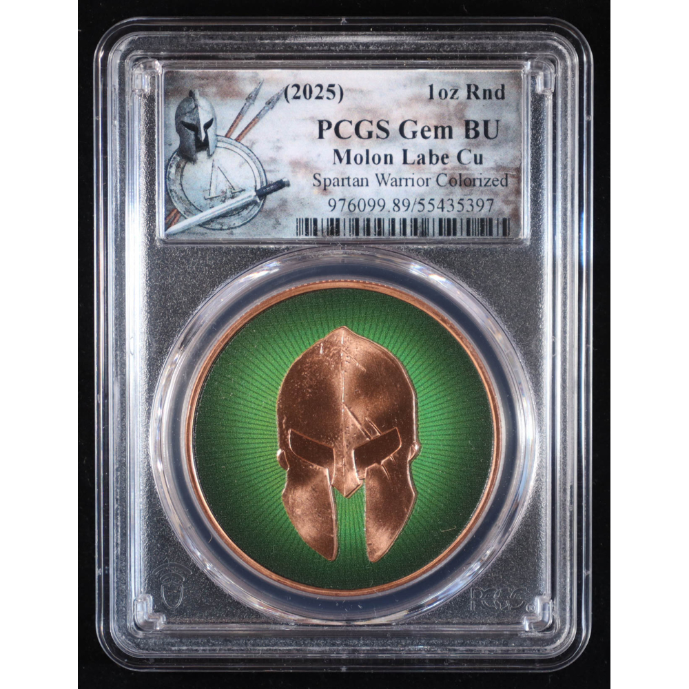 2025 Molon Labe Spartan Warrior - 1 AVDP Ounce .999 Fine Copper Bullion Coin (PCGS GEM BU) at PristineAuction.com