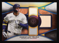 Christian Yelich 2025 Topps Tribute Triple Relics Blue #TTRCY #118/150 at PristineAuction.com