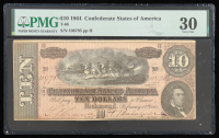 1864 Confederate $10 Currency Note T-68, 9th Series (PMG Very Fine 30) at PristineAuction.com