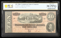 1864 Confederate States of America $10 Currency Note T-68, No Series (PCGS Very Fine 30 PPQ) at PristineAuction.com