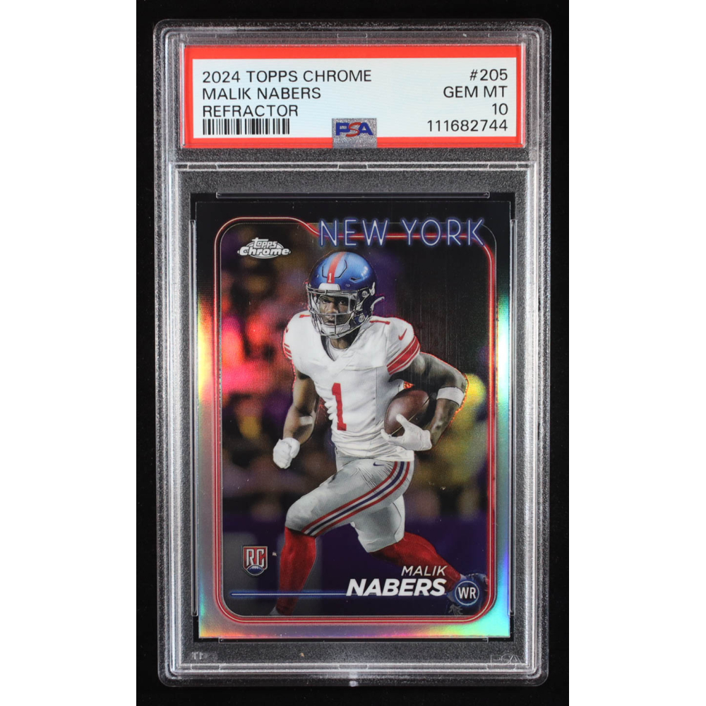 Malik Nabers 2024 Topps Chrome Refractor #205 RC (PSA 10) at PristineAuction.com