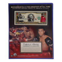 Muhammad Ali Genuine Legal Tender Colorized U.S. $2.00 Two Dollar Bill Commemorative Edition Bank Note with Folder at PristineAuction.com
