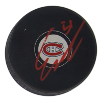 Emil Heineman Signed Canadiens Logo Hockey Puck (JSA) at PristineAuction.com