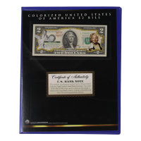Marilyn Monroe Genuine Legal Tender Colorized U.S. $2.00 Two Dollar Bill Commemorative Edition Bank Note with Display Folder at PristineAuction.com