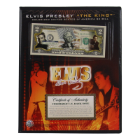 Elvis Presley Genuine Legal Tender Colorized U.S. $2.00 Two Dollar Bill Commemorative Edition Bank Note with Folder at PristineAuction.com
