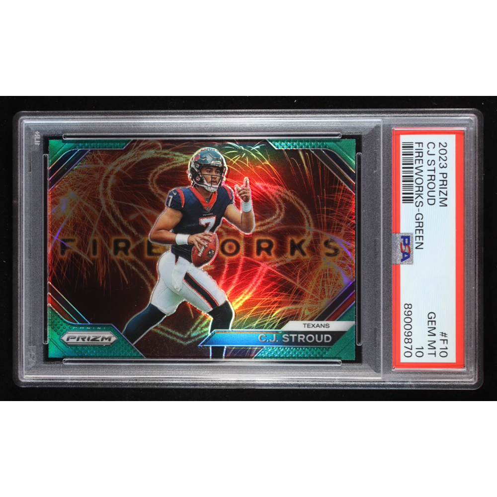 CJ Stroud 2023 Panini Prizm Fireworks Prizms Green #10 RC (PSA 10) at PristineAuction.com