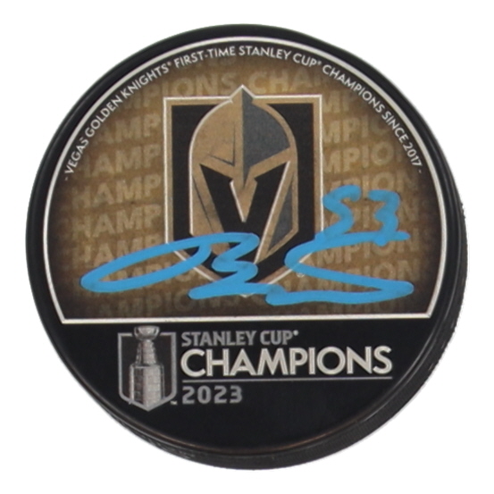 Teddy Blueger Signed Golden Knights 2023 Stanley Cup Champions Logo Hockey Puck (JSA) at PristineAuction.com Teddy Blueger Signed Golden Knights 2023 Stanley Cup Champions Logo Hockey Puck (JSA) at PristineAuction.com
