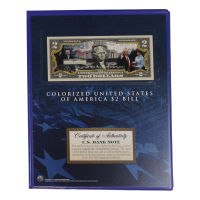 Donald Trump Genuine Legal Tender Colorized U.S. $2.00 Two Dollar Bill Commemorative Edition Bank Note with Folder at PristineAuction.com