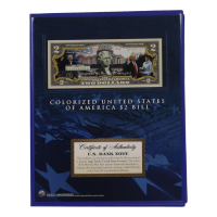 Donald Trump Genuine Legal Tender Colorized U.S. $2.00 Two Dollar Bill Commemorative Edition Bank Note with Folder at PristineAuction.com