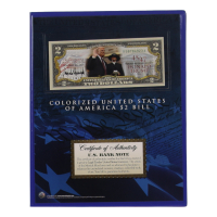 Donald Trump Genuine Legal Tender Colorized U.S. $2.00 Two Dollar Bill Commemorative Edition Bank Note with Folder at PristineAuction.com