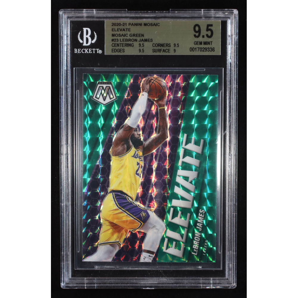 LeBron James 2020-21 Panini Mosaic Elevate Mosaic Green #23 (BGS 9.5) at PristineAuction.com