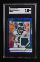 DeVonta Smith 2024 Donruss Optic Donruss Threads Blue Hyper #16 (SGC 10) at PristineAuction.com