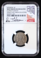 1960 Jefferson Nickel Clipped Planchet North East Error Collection Hand-Signed by Thomas J. Uram (NGC Mint Error Uncirculated) at PristineAuction.com