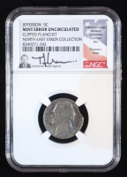 1980 Jefferson Nickel Clipped Planchet North East Error Collection Hand-Signed by Thomas J. Uram (NGC Mint Error Uncirculated) at PristineAuction.com