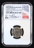 1970 Jefferson Nickel Clipped Planchet North East Error Collection Hand-Signed by Thomas J. Uram (NGC Mint Error Uncirculated) at PristineAuction.com