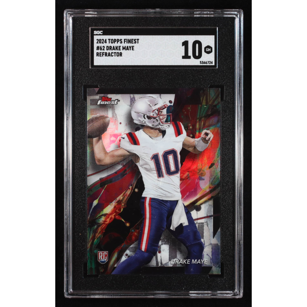 Drake Maye 2024 Finest Refractor #62 RC (SGC 10) at PristineAuction.com