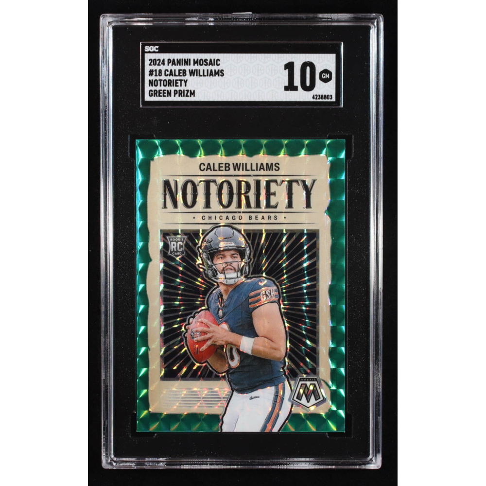 Caleb Williams 2024 Panini Mosaic Notoriety Mosaic Green #18 RC (SGC 10) at PristineAuction.com