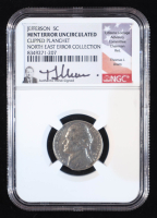 1970 Jefferson Nickel Clipped Planchet North East Error Collection Hand-Signed by Thomas J. Uram (NGC Mint Error Uncirculated) at PristineAuction.com