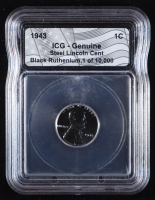 1943 Lincoln Steel Cent LE Black Ruthenium (ICG Genuine) at PristineAuction.com