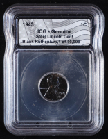 1943 Lincoln Steel Cent LE Black Ruthenium (ICG Genuine) at PristineAuction.com