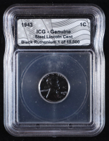 1943 Lincoln Steel Cent LE Black Ruthenium (ICG Genuine) at PristineAuction.com