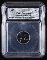 1943 Lincoln Steel Cent LE Black Ruthenium (ICG Genuine) at PristineAuction.com