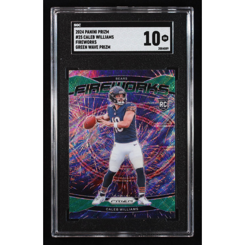 Caleb Williams 2024 Panini Prizm Fireworks Prizms Green #25 RC (SGC 10) at PristineAuction.com