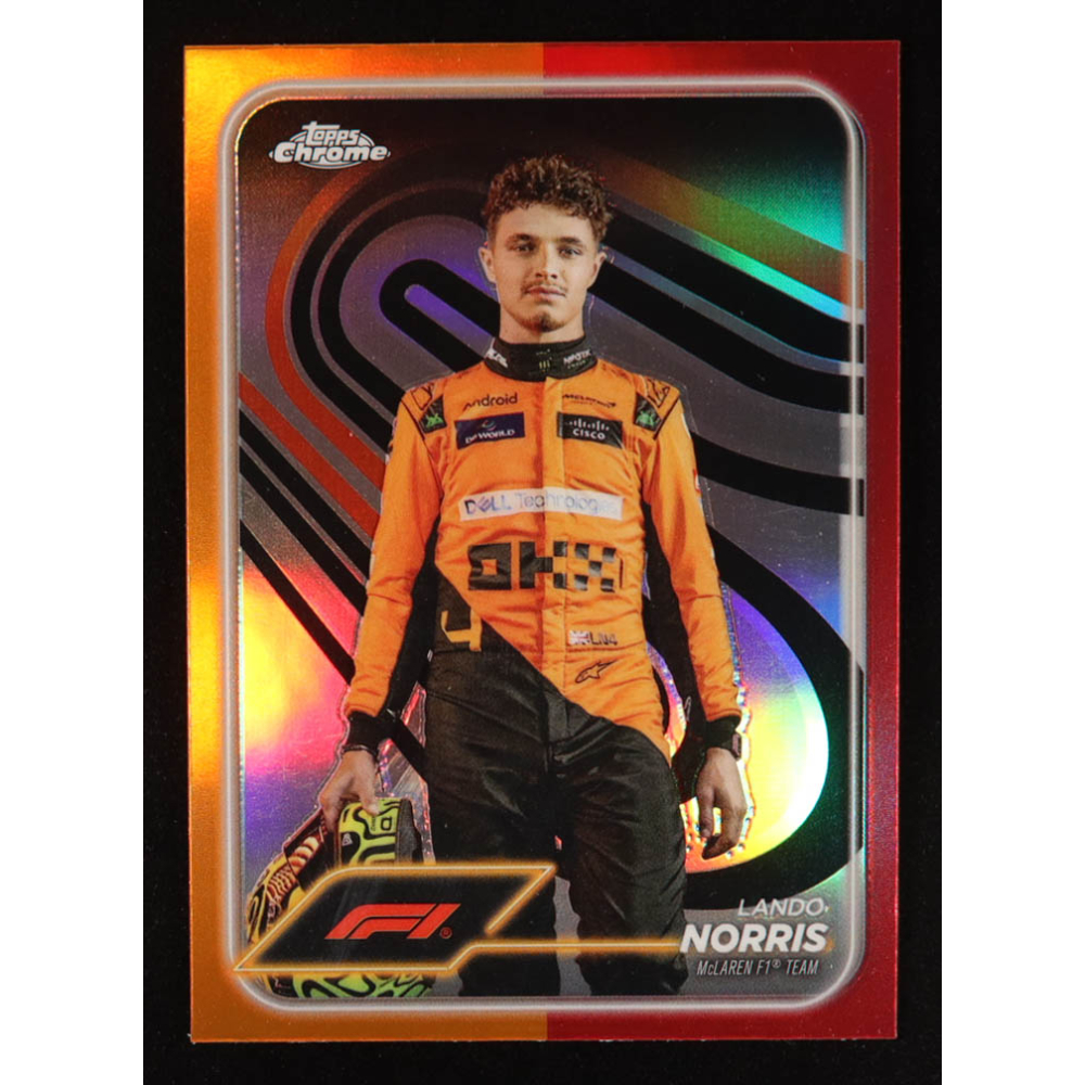 Lando Norris 2024 Topps Chrome Formula 1 Orange Red Refractors #7 at PristineAuction.com