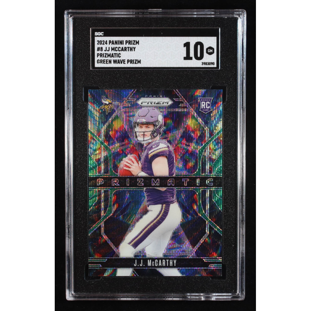 JJ McCarthy 2024 Panini Prizm Prizmatic Green Wave Prizm #8 RC (SGC 10) at PristineAuction.com