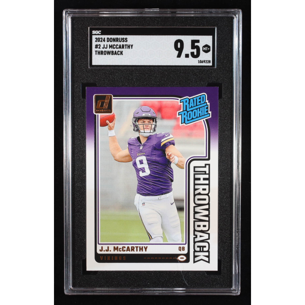 J.J. McCarthy 2024 Donruss Rated Rookies Throwback #2 RC (SGC 9.5) at PristineAuction.com