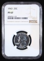 1963 Washington Proof Silver Quarter (NGC PF67) at PristineAuction.com