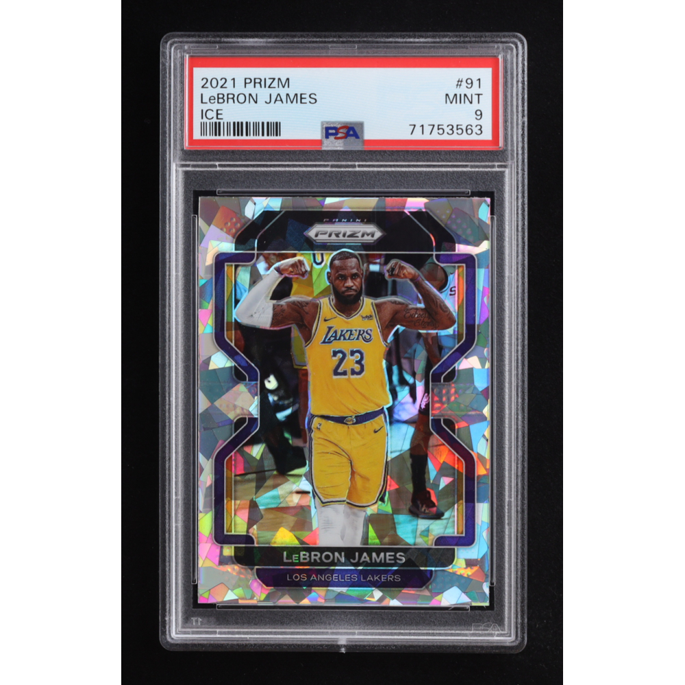 LeBron James 2021-22 Panini Prizm Prizms Ice #91 (PSA 9) at PristineAuction.com