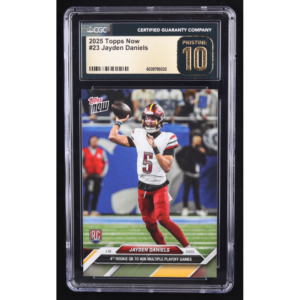 Jayden Daniels 2025 Topps Now #23 RC (CGC 10 | Pristine Black Label) at PristineAuction.com