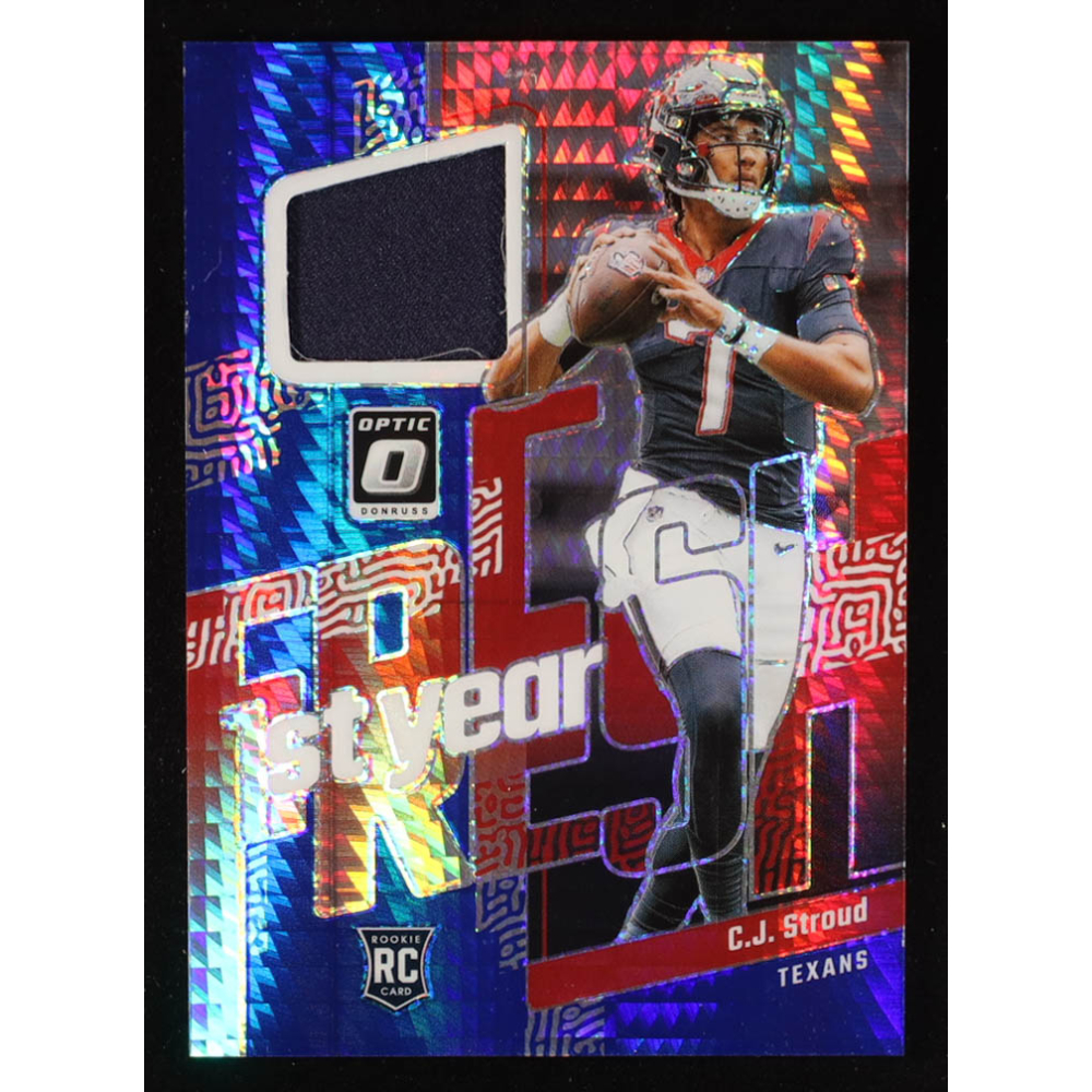 CJ Stroud 2023 Donruss Optic First Year Fresh Jerseys Blue Hyper #5 RC at PristineAuction.com