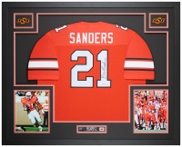 Barry Sanders Signed Custom Framed Jersey Display (Schwartz) at PristineAuction.com