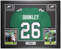 Saquon Barkley Signed Custom Framed Jersey Display (Beckett) at PristineAuction.com