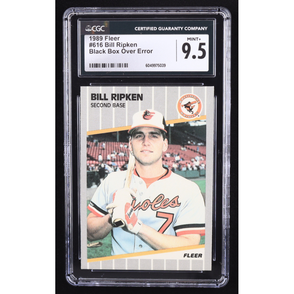 Bill Ripken 1989 Fleer #616E DP / Black Box Covering Bat Knob (CGC 9.5) at PristineAuction.com