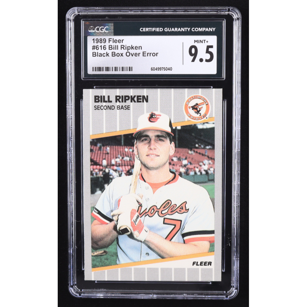 Bill Ripken 1989 Fleer #616E DP / Black Box Covering Bat Knob (CGC 9.5) at PristineAuction.com