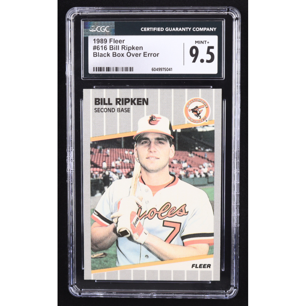 Bill Ripken 1989 Fleer #616E DP / Black Box Covering Bat Knob (CGC 9.5) at PristineAuction.com