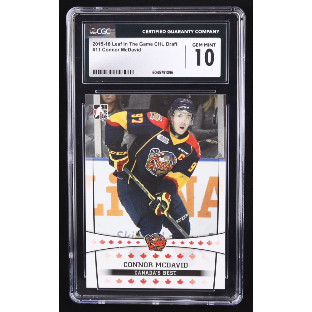 Connor McDavid 2015-16 Leaf In The Game CHL Draft #11 RC (CGC 10) at PristineAuction.com