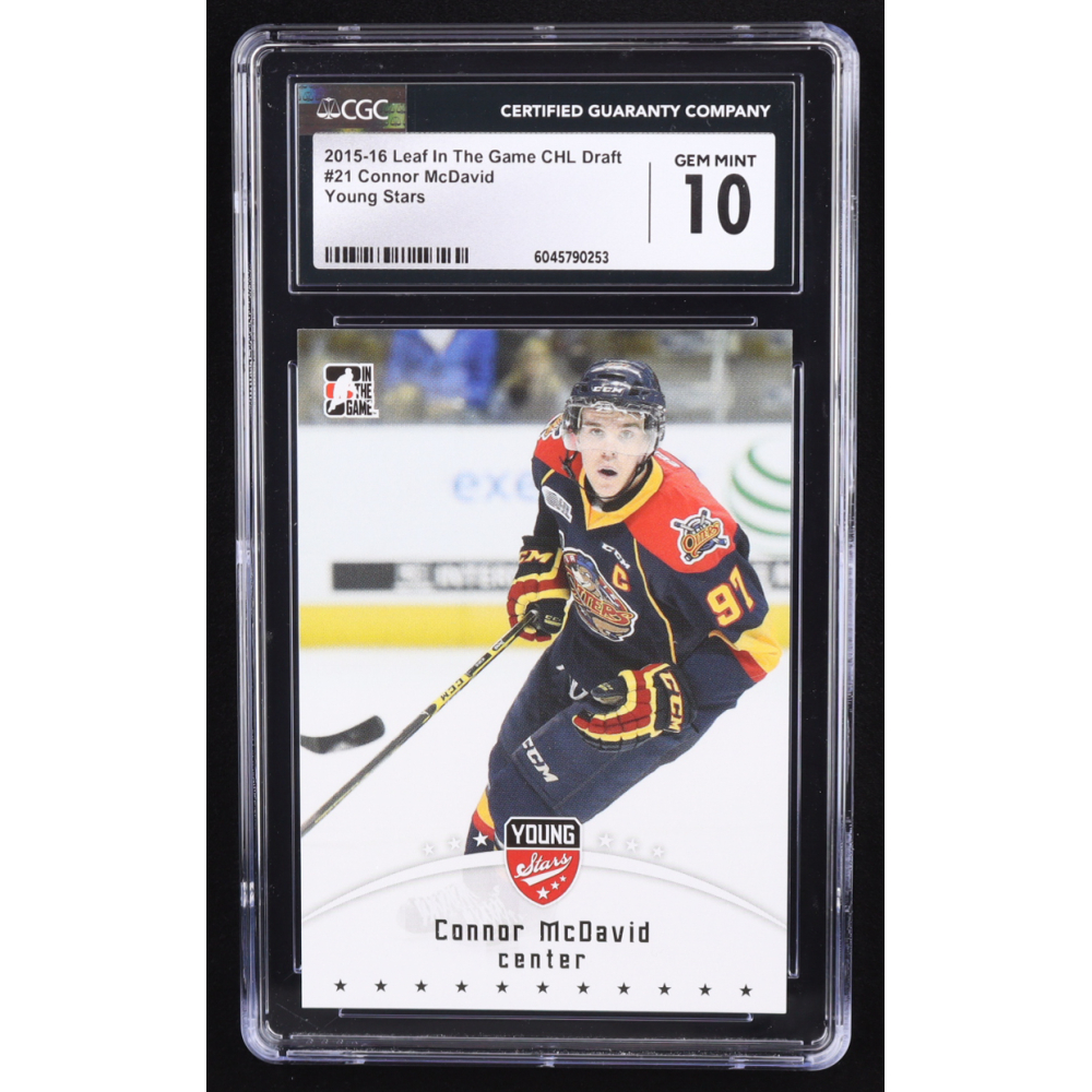 Connor McDavid 2015-16 Leaf In The Game CHL Draft #21 Young Stars RC (CGC 10) at PristineAuction.com