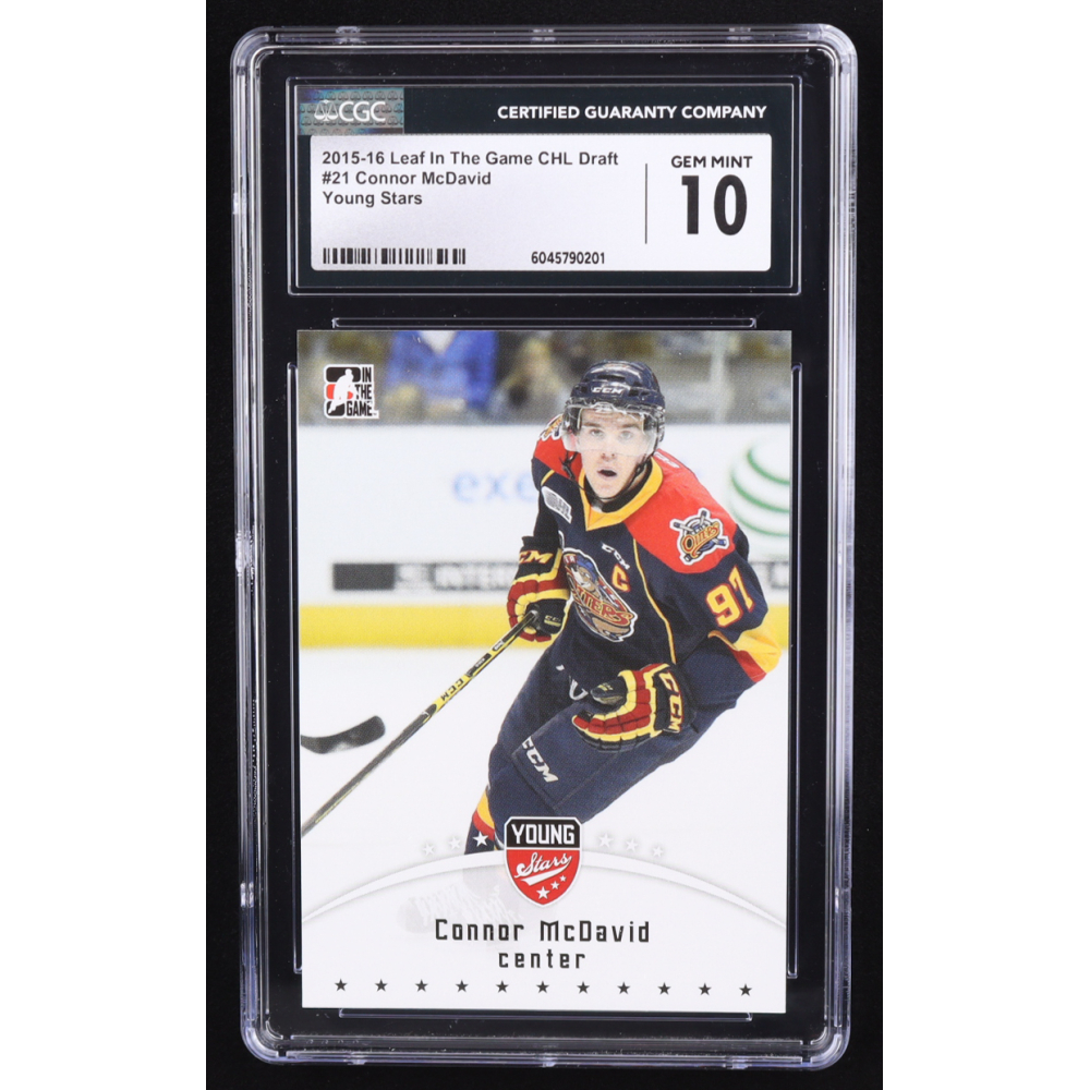 Connor McDavid 2015-16 Leaf In The Game CHL Draft #21 Young Stars RC (CGC 10) at PristineAuction.com