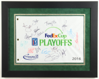 2016 Fedex Cup Playoffs Custom Framed Pin Flag Signed By (16) with Adam Scott, Dustin Johnson, Justin Rose, Patrick Reed (JSA) at PristineAuction.com