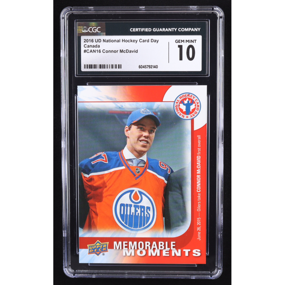 Connor McDavid 2016-17 Upper Deck National Hockey Card Day Canada #CAN16 RC (CGC 10) at PristineAuction.com