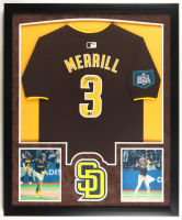 Jackson Merrill Signed Padres Custom Framed Jersey (Beckett) at PristineAuction.com