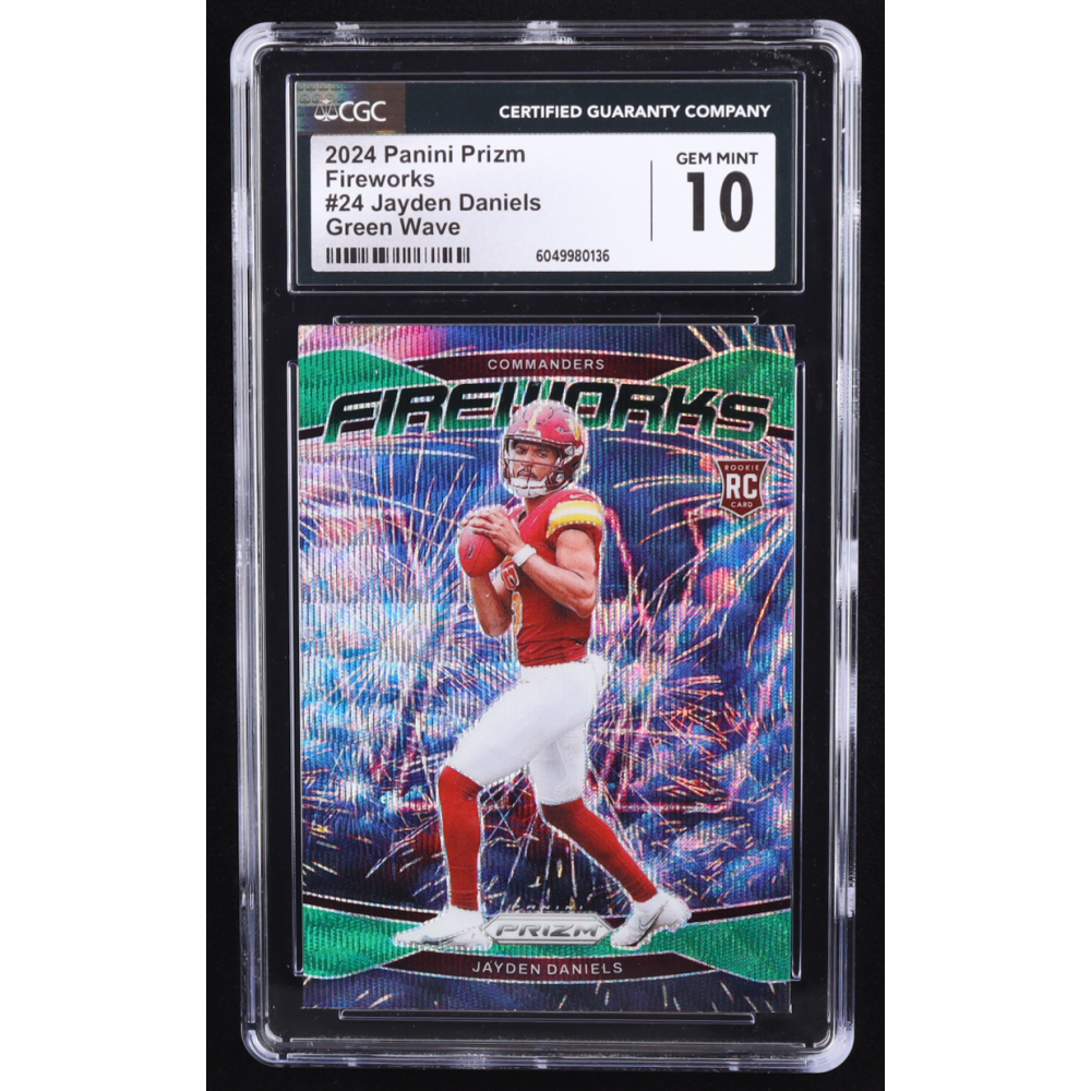 Jayden Daniels 2024 Panini Prizm Fireworks Prizms Green Wave #24 RC (CGC 10) at PristineAuction.com