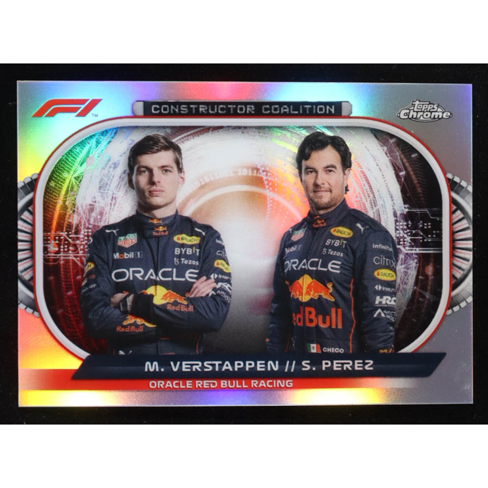 Max Verstappen / Sergio Perez 2022 Topps Chrome Formula 1 Constructors Coalition #CCRBR at PristineAuction.com